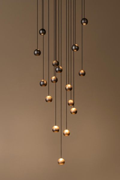 Lucide MONTANA - Pendant light - LED Dim. - CCT - 16x5,7W 2700K/4000K - Suitable for double-height spaces and high ceiling - Coffee - Premium